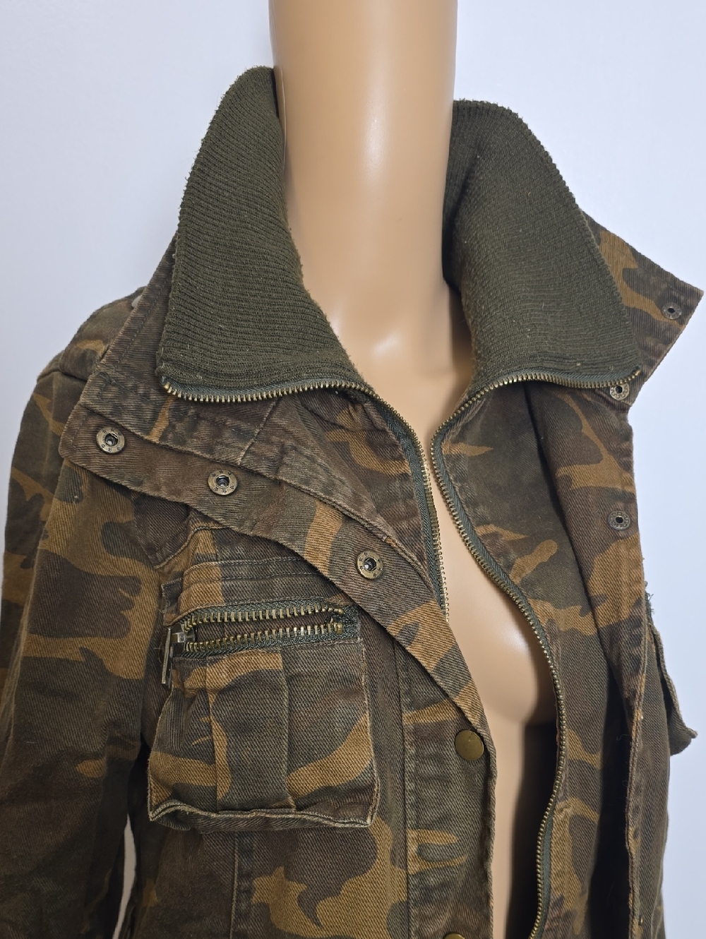 Vintage Camo Military Jacket Heavy Denim - L - Picture 3 of 11